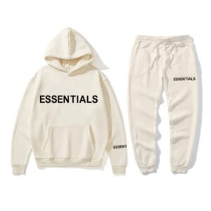 Essential Spring white Tracksuit Sweatshirt Hooded