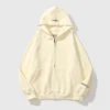 Essentials Oversized Reflective Print Zip-up Hoodie Cream