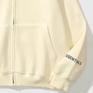 Essentials Oversized Reflective Print Zip-up Hoodie Cream